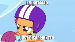 Size: 888x499 | Tagged: artist needed, safe, anonymous artist, edit, edited screencap, screencap, scootaloo, g4, parental glideance, adopted, adopted offspring, bag, female, filly, foal, headcanon, headcanon in the description, helmet, i'm not mad just disappointed, meme, saddle bag, scootadoption, scooter, solo