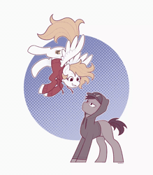 Size: 1120x1280 | Tagged: safe, artist:evelili, oc, oc only, oc:ap, oc:fox, earth pony, pegasus, pony, animated, clothes, cute, flying, gif, hoodie, looking at each other, looking at someone, pop cat, simple background, smiling, white background