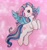 Size: 2036x2160 | Tagged: safe, artist:dariarchangel, star catcher, pegasus, pony, dancing in the clouds, g3, blushing, butterfly island, cloud, colored wings, female, flying, mare, multicolored hair, pink background, simple background, smiling, solo, spread wings, traditional art, wings