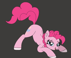 Size: 828x678 | Tagged: safe, artist:thebronypony123, pinkie pie, earth pony, pony, g4, face down ass up, female, gray background, pink pony, simple background, solo