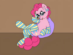 Size: 827x628 | Tagged: safe, artist:thebronypony123, pinkie pie, earth pony, pony, g4, clothes, female, mare, socks, solo, striped socks, stupid sexy pinkie, sultry pose, tongue out