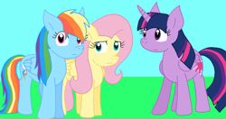 Size: 1618x854 | Tagged: safe, artist:cmara, fluttershy, rainbow dash, twilight sparkle, alicorn, pegasus, pony, g4, female, mare, trio, twilight sparkle (alicorn)