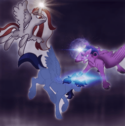 Size: 710x720 | Tagged: safe, oc, oc:blue thunder, alicorn, glowing, glowing horn, horn, magic, storm
