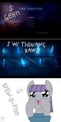 Size: 830x1642 | Tagged: safe, artist:latiken, maud pie, earth pony, pony, g4, 2014, 3 panel comic, comic, dilated pupils, female, mare, open mouth, open smile, rock, signature, smiling, that pony sure does love rocks, the swapper, when she smiles, wide eyes
