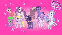Size: 3144x1784 | Tagged: safe, artist:momotetu, pinkie pie, rarity, spike, pegasus, pony, unicorn, g4, angry, anime, assassin, blue eyes, blue hair, blue mane, blue skin, brown mane, brown tail, curly hair, curly mane, eyelashes, formaggio, frown, gelato, ghiaccio, glasses, gold, golden wind, gray mane, green eyes, green hair, grey hair, grey skin, grumpy, heart, hitman, hood, horn, illuso, jewelry, jojo's bizarre adventure, light skin, logo, looking at you, melone, missing cutie mark, my little pony logo, necklace, open mouth, parody, pesci, pink background, pink eyes, pink skin, pinkamena diane pie, pixiv, prosciutto, purple eyes, purple hair, purple mane, purple skin, risotto nero, sad, sclera, scolippi, silly, silly face, silly pony, simple background, smiling, smiling at you, sorbet, sparkles, spread wings, standing, straight hair, straight mane, tail, tongue out, vento aureo, walking, wall of tags, wallpaper, wings