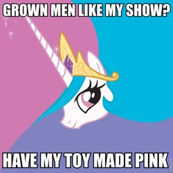 Size: 600x600 | Tagged: safe, princess celestia, g4, caption, image macro, meme, text, tyrant celestia