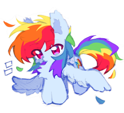 Size: 2380x2172 | Tagged: artist needed, safe, rainbow dash, pegasus, pony, g4, big eyes, chest fluff, chibi, colored pinnae, cute, dashabetes, ear tufts, eye clipping through hair, eyebrows, eyebrows visible through hair, female, mare, multicolored hair, multicolored mane, multicolored tail, partially open wings, pink eyes, rainbow hair, rainbow tail, simple background, solo, tail, transparent background, wingding eyes, wings