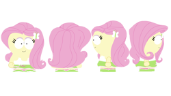Size: 1280x720 | Tagged: artist needed, safe, artist:tntkeynine, fluttershy, equestria girls, g4, base used, cute, female, front view, rear view, reference sheet, side view, simple background, solo, south park, style emulation, transparent background