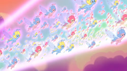 Size: 3072x1727 | Tagged: safe, screencap, breezie, g5, my little pony: tell your tale, swirlpool starlight, spoiler:g5, spoiler:my little pony: tell your tale, spoiler:tyts02e06, flying, smiling, spread wings, wings