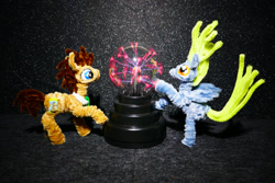 Size: 1600x1068 | Tagged: safe, alternate version, artist:malte279, part of a set, derpy hooves, doctor whooves, time turner, g4, chenille, chenille stems, chenille wire, craft, pipe cleaner sculpture, pipe cleaners, plasma ball