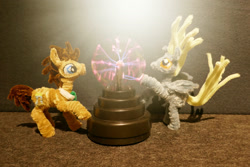 Size: 2000x1333 | Tagged: safe, alternate version, artist:malte279, part of a set, derpy hooves, doctor whooves, time turner, g4, chenille, chenille stems, chenille wire, craft, pipe cleaner sculpture, pipe cleaners, plasma ball