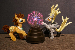 Size: 1600x1067 | Tagged: safe, alternate version, artist:malte279, part of a set, derpy hooves, doctor whooves, time turner, g4, chenille, chenille stems, chenille wire, craft, pipe cleaner sculpture, pipe cleaners, plasma ball