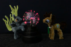 Size: 2000x1333 | Tagged: safe, alternate version, artist:malte279, part of a set, derpy hooves, doctor whooves, time turner, g4, chenille, chenille stems, chenille wire, craft, pipe cleaner sculpture, pipe cleaners, plasma ball