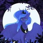Size: 1598x1595 | Tagged: safe, artist:ls_skylight, princess luna, alicorn, pony, g4, moon, night, sad, sitting