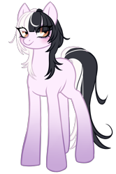 Size: 2659x4000 | Tagged: safe, artist:wtfponytime, earth pony, pony, bags under eyes, blushing, gradient legs, hololive, hololive advent, ponified, shiori novella, simple background, solo, tail, transparent background, two toned mane, two toned tail, vtuber