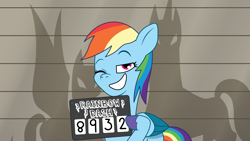 Size: 2400x1350 | Tagged: safe, artist:prixy05, rainbow dash, pegasus, pony, g4, g5, my little pony: tell your tale, the game is ahoof, female, g4 to g5, generation leap, mare, mugshot, solo