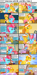 Size: 1282x2590 | Tagged: safe, edit, edited screencap, screencap, carrot cake, cup cake, pound cake, pumpkin cake, spike, dragon, earth pony, pegasus, pony, unicorn, comic:celestia's servant interview, a bird in the hoof, baby cakes, g4, season 1, season 2, secret of my excess, angry, baby, baby pony, baking, bowtie, brother and sister, cake, cake twins, candy, cap, caption, carrot cake is not amused, clothes, colt, comic, concerned, cs captions, cupcake, ear piercing, earring, father and child, father and daughter, father and son, female, filly, foal, food, hat, horn, husband and wife, image macro, interview, jewelry, lollipop, looking at you, male, mare, mother and child, mother and daughter, mother and son, mouth hold, piercing, ponyville, screencap comic, siblings, smiling, smiling at you, speech bubble, stallion, sugarcube corner, sweets, text, tray, twins, unamused