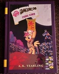 Size: 2365x2970 | Tagged: safe, ahuizotl, daring do, ahuizotl (species), pegasus, daring do and the eternal flower, g4, the daring do adventure collection, book, eternal flower, irl, photo, photography