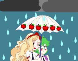 Size: 2073x1624 | Tagged: safe, spike, human, equestria girls, g4, apple white, cloud, crossover, crossover shipping, ever after high, female, human spike, humanized, love, male, rain, raincloud, ship:spikewhite, shipping, straight