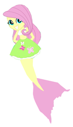Size: 713x1239 | Tagged: safe, fluttershy, mermaid, equestria girls, g4, grin, mermaidized, png, simple background, smiling, species swap, white background