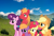 Size: 1063x720 | Tagged: safe, artist:darkmoonanimation, apple bloom, applejack, big macintosh, little mac, sugar belle, earth pony, pony, unicorn, g4, colt, female, filly, foal, hiking, horn, irl, male, photo, stallion, vacation