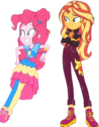 Size: 1965x2520 | Tagged: safe, edit, edited screencap, editor:homersimpson1983, screencap, pinkie pie, sunset shimmer, human, equestria girls, equestria girls specials, g4, my little pony equestria girls: better together, my little pony equestria girls: sunset's backstage pass, background removed, female, not a vector, simple background, transparent background