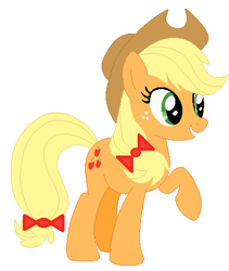Size: 383x453 | Tagged: artist needed, safe, anonymous artist, artist:selenaede, applejack, earth pony, pony, g4, alternate design, applejack's hat, base used, cowboy hat, freckles, grin, hat, headcanon, headcanon in the description, nonbinary, ribbon, simple background, smiling, solo, white background