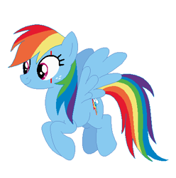 Size: 449x453 | Tagged: artist needed, safe, anonymous artist, artist:selenaede, rainbow dash, pegasus, pony, g4, alternate design, base used, female, freckles, headcanon, headcanon in the description, mare, scar, simple background, smiling, solo, spread wings, white background, wings