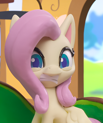 Size: 898x1080 | Tagged: safe, edit, edited screencap, screencap, fluttershy, pegasus, pony, fluttershy's hiccups, g4, g4.5, my little pony: stop motion short, fluttershy's cottage (interior), funny, scared, solo