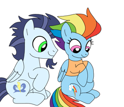 Size: 839x720 | Tagged: safe, artist:dasher666, rainbow dash, soarin', pegasus, pony, g4, the last problem, female, male, mare, older, older rainbow dash, older soarin', older soarindash, preggo dash, pregnant, ship:soarindash, shipping, simple background, stallion, straight, white background