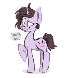 Size: 792x919 | Tagged: safe, artist:indivirtual_, oc, oc only, pony, unicorn, crying, dialogue, horn, raised hoof, simple background, smiling, solo, white background