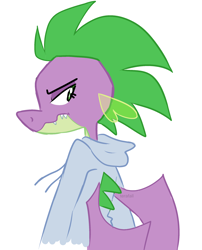 Size: 2000x2480 | Tagged: safe, artist:indivirtual_, spike, dragon, g4, clothes, high res, hoodie, simple background, solo, spike is not amused, unamused, white background, wings