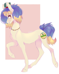 Size: 1280x1600 | Tagged: safe, artist:pixelberrry, oc, oc only, earth pony, pony, concave belly, female, hooves, jewelry, lacrimal caruncle, looking at you, looking sideways, mare, necklace, passepartout, signature, simple background, slender, solo, standing on two hooves, thin, transparent background, vermont