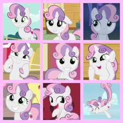 Size: 800x800 | Tagged: safe, edit, edited screencap, editor:twilyisbestpone, screencap, sweetie belle, pony, unicorn, bloom & gloom, family appreciation day, g4, growing up is hard to do, hard to say anything, marks and recreation, season 2, season 3, season 5, season 7, season 9, sleepless in ponyville, the one where pinkie pie knows, 2022, collage, cute, diasweetes, female, filly, foal, older, older sweetie belle