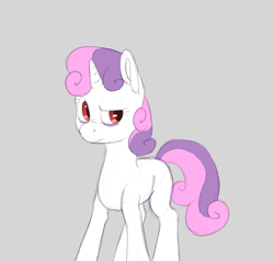 Size: 1741x1656 | Tagged: safe, artist:mileslancer, sweetie belle, pony, unicorn, mentally advanced series, g4, gray background, red eyes, simple background, sketch, solo, thrackerzod