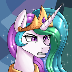 Size: 1200x1200 | Tagged: safe, artist:zachc, princess celestia, alicorn, pony, g4, season 9, the ending of the end, angry, female, gritted teeth, mare, scene interpretation, solo, teeth