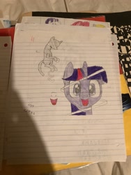Size: 3264x2448 | Tagged: safe, artist:polorenzielephant, twilight sparkle, g4, 2012, artifact, drawing, lined paper, mummification, solo, traditional art