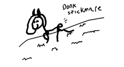 Size: 1035x558 | Tagged: safe, artist:scandianon, oc, oc only, oc:stickmare stickenson, female, mare, monochrome, outdoors, running, simple background, solo, stick figure, stick pony, white background