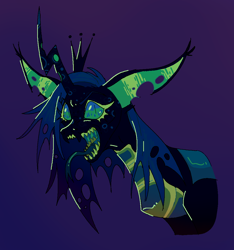 Size: 1000x1070 | Tagged: safe, artist:6chocolatepie9, queen chrysalis, changeling, changeling queen, g4, alternate design, big ears, gradient background, solo, tongue out