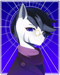 Size: 4000x5000 | Tagged: safe, artist:jijizi, oc, oc only, oc:hiram zerranid, oc:star father, zebra, equestria at war mod, abstract background, bust, clothes, gradient background, male, portrait, solo