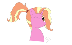 Size: 4000x2500 | Tagged: safe, artist:rocketforget, luster dawn, pony, unicorn, g4, female, looking at you, mare, one eye closed, simple background, smiling, white background, wink