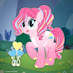 Size: 2000x2000 | Tagged: safe, artist:lovinglypromise, pinkie pie, earth pony, pony, g4, alternate design, alternate hairstyle, cloven hooves, eye clipping through hair, eyebrows, eyebrows visible through hair, female, mare, smiling, solo