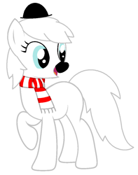 Size: 773x980 | Tagged: safe, artist:equine-bases, artist:spitfirethepegasusfan39, earth pony, pony, g4, adult blank flank, base used, black nose, blank flank, clothes, hat, male, mr. men, mr. men little miss, mr. snow, open mouth, open smile, ponified, raised hoof, raised leg, scarf, simple background, smiling, snow, snowman, snowmare, solo, stallion, striped scarf, white background