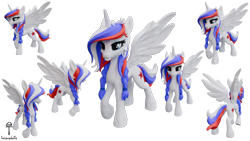 Size: 1920x1080 | Tagged: safe, artist:teonanakatle, oc, oc:marussia, alicorn, pony, 3d, blender, concave belly, cute, female, nation ponies, russia, slender, thin, unshorn fetlocks, zbrush