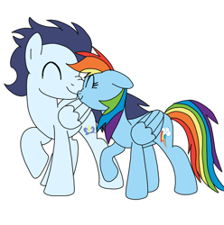 Size: 720x725 | Tagged: safe, artist:dasher666, rainbow dash, soarin', pegasus, pony, g4, female, male, mare, nuzzling, ship:soarindash, shipping, simple background, stallion, straight, white background