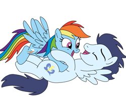 Size: 869x720 | Tagged: safe, artist:dasher666, rainbow dash, soarin', pegasus, pony, g4, female, male, mare, ship:soarindash, shipping, simple background, stallion, straight, white background