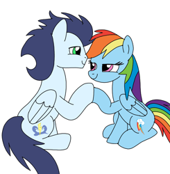 Size: 720x735 | Tagged: safe, artist:dasher666, rainbow dash, soarin', pegasus, pony, g4, female, male, mare, ship:soarindash, shipping, simple background, stallion, straight, white background