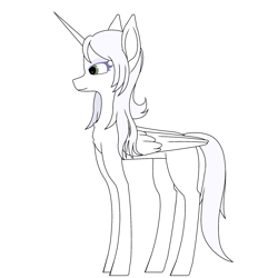 Size: 2000x2000 | Tagged: safe, oc, oc only, oc:κασσάνδρα, alicorn, pony, alicorn oc, concave belly, horn, simple background, slender, solo, thin, white background, wings