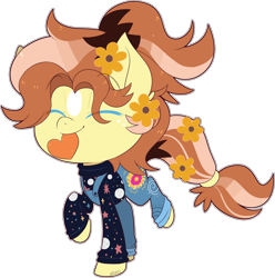 Size: 3027x3047 | Tagged: safe, artist:jetjetj, oc, oc only, oc:golden afternoon, earth pony, pony, chibi, clothes, female, mare, overalls, simple background, solo, sweater, transparent background