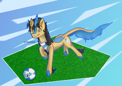 Size: 4960x3508 | Tagged: safe, artist:chuucho, oc, oc only, oc:afrito, kirin, atlético tucumán, football, futbol, horn, kirin horn, kirin oc, solo, sports, tucumán